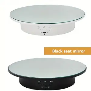 360 Degree Electric Rotating Turntable |   Low Noise, Adjustable Smooth Rotation, Non-Slip Display Stand for Photographic Products, White, 7.9 inches, Load 17LBS, with Mirror , USB Powered, 5V