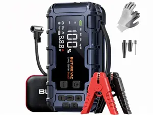 Buture 10-in-1 Portable Car Battery ultra-safe Jump Starter with Air Compressor 8000A 160PSI 45W Charger, Jump Starter Jump Box (All Gas 14L Diesel), Car Battery Jumper Starter Portable Jumper Cables, Gloves, Lights,Christmas,gift