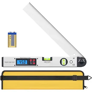 0-225? Digital Angle Finder Protractor - Aluminum Angle Gauges 225? 16 inch Backlit LCD Protractor with Horizontal and Vertical for Carpenter Woodworking Home Decoration