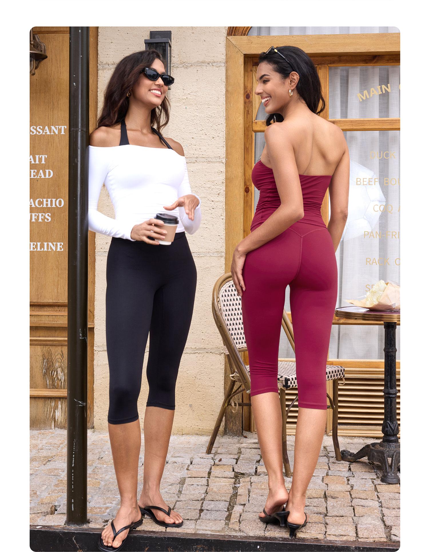 YEOREO Women's 17" High Waisted Workout Capri Leggings - No Front Seam, Hidden Scrunch, Everyday Active for Gym Yoga - Summer Finds, Soho Chic