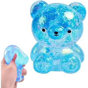 Bear Stress Ball Toy Squishies Toys, Sugar Filled Maltose Squeeze Squishies for Sensory Fidget Relief, Cute Animal Shape Squeeze Ball, Party Favors Easter Basket Stuffers for Teens Adults