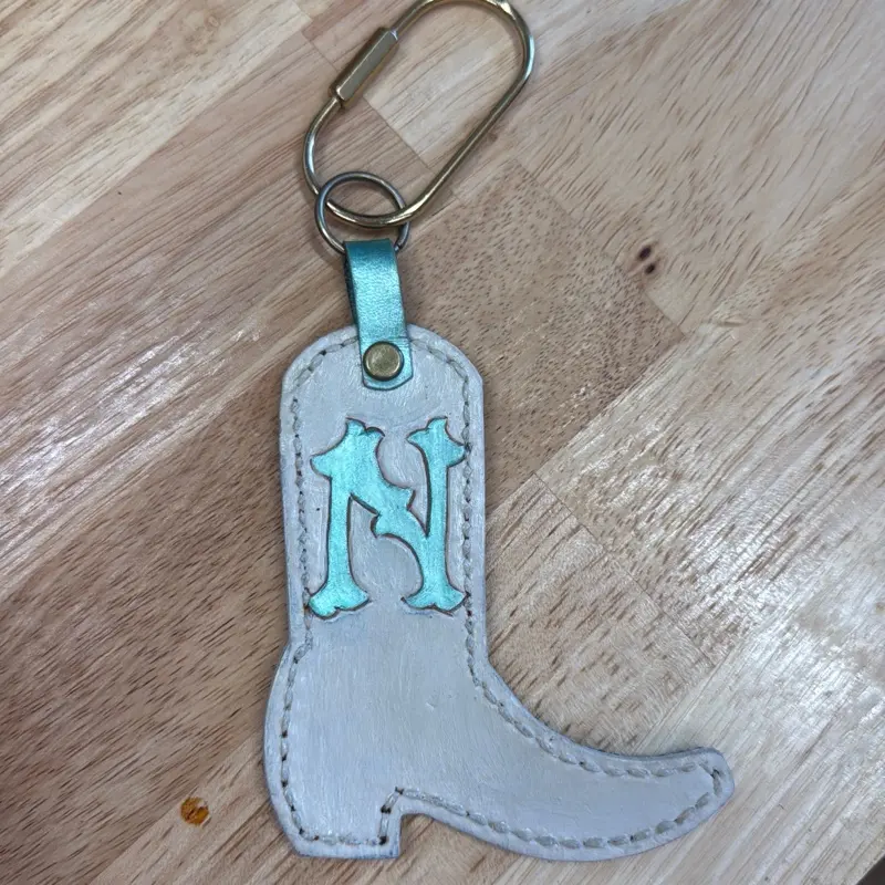 Handmade leather boot keychain