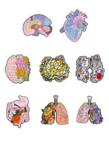 Enamel Pin Set Featuring Brain Heart Lung Anatomy, Vibrant Colors Representing Rational Knowledge & Emotional Growth, Ideal for Coats & Counseling Spaces, Durable Metal Pins
