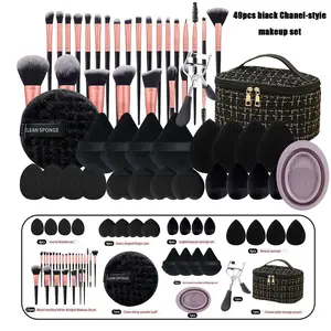 Makeup Brush Set,49pcs/set Makeup Tool Set Including Soft Brushes, Beauty Sponges, Powder Puffs, Brush Cleaner Mat, Bag and, Multifunctional Makeup Kit for Beginners, with Makeup Travel Bag,Professional Makeup Tools for Women, Cosmetic