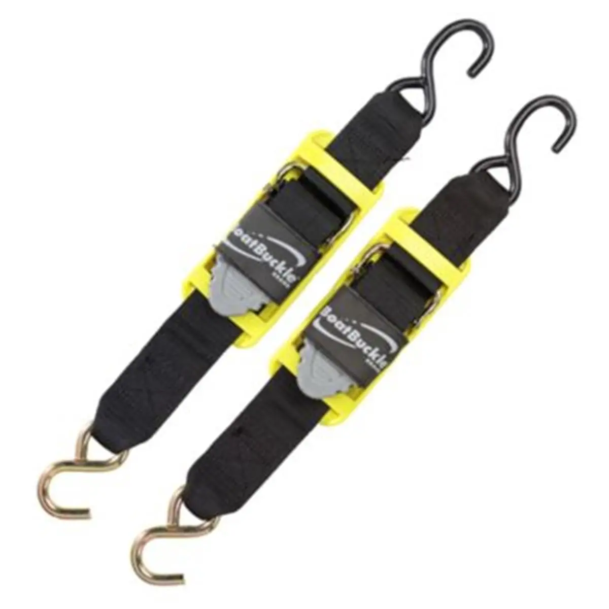 immi BoatBuckle Pro Series Transom Tie-Downs for Boating - 2 Heavy-Duty 6 ft x 2 in Straps, Sur-Grip Kwik-Lok Buckles, 1200lb/400 lb Safe Working Load, Hi-Vis Protective PVC Pads, Night Eyes Patch, Steel Hooks, Secure Boats