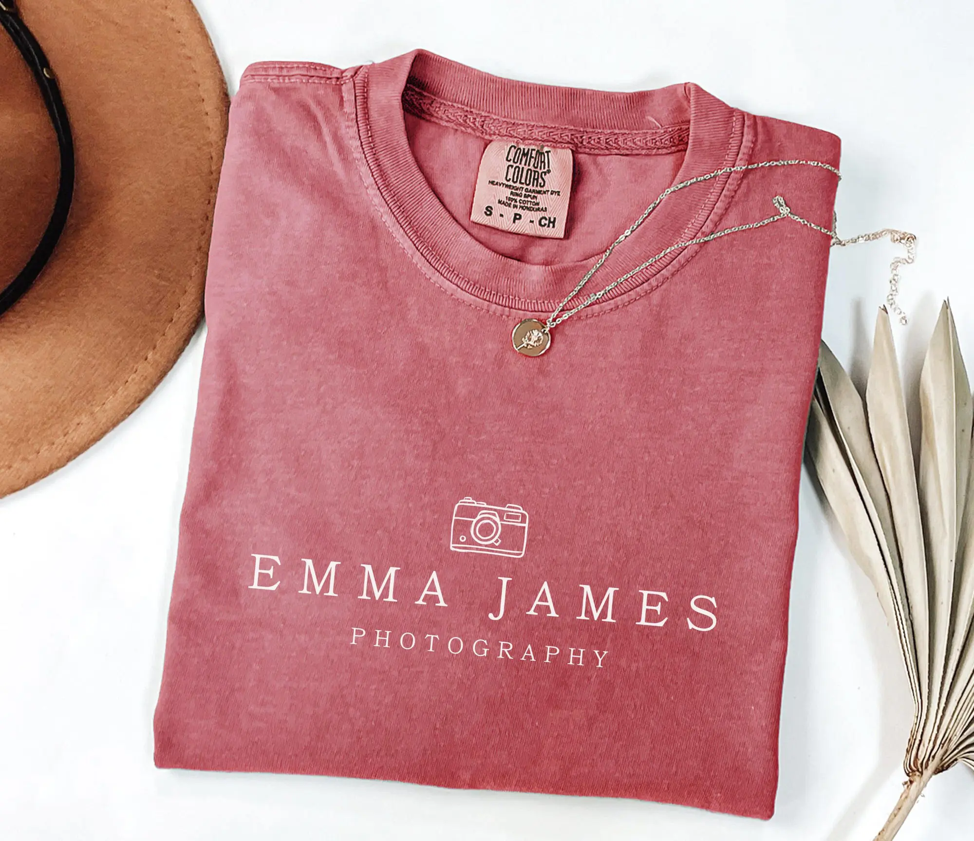 Custom Photographer T-Shirt, Personalized Photography Shirt, Comfort Colors Tee, Camera Logo T Shirt, Photo Gift for Photographer, Emma