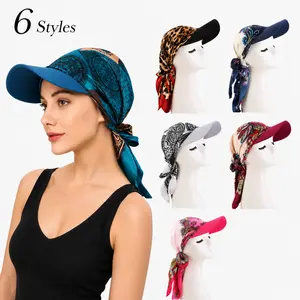 Korean Satin Square Scarf Hat Brim Headband Cap Outdoor Sun Protection Wrap Adjustable Bandana Hat, 1pcs Fashion Accessory Statement Cap, Lightweight Sun Hat