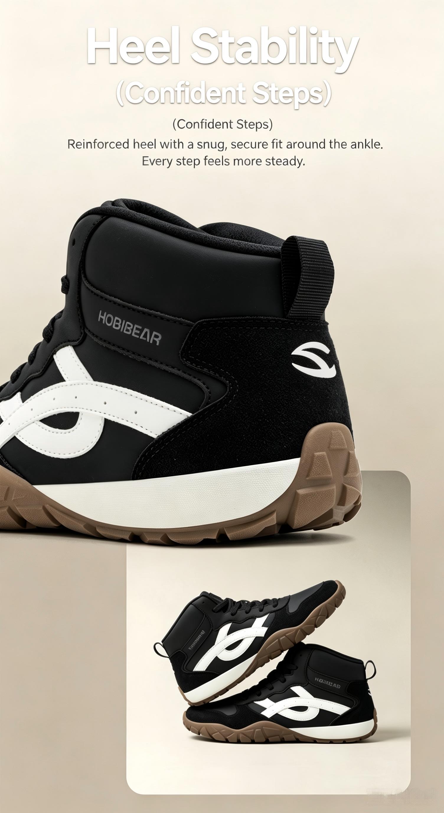 HOBIBEAR Men's Barefoot Boots, Minimalist High-Top Canvas Walking Shoes with a Wide Toe Box for All Seasons Outdoors, Footwear, Slip On, Rubber, All‑Season Use,back to school,back to school haul