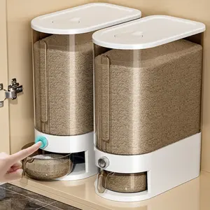 High-end Automatic Rice Dispenser for Home Use, Sealed Rice Bucket, Large Capacity Rice Storage Box, Press-type Grain Storage Bucket airtight  jars grain dry grain cereal storage bucket