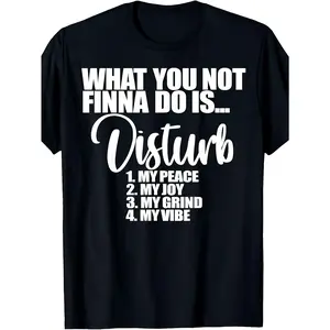 Men's Cotton T-Shirt with "Do Not Disturb My Peace/Happiness/Struggle" Slogan - Crew Neck Short Sleeve Shirt, Suitable for All Seasons Casual Wear, Machine Washable