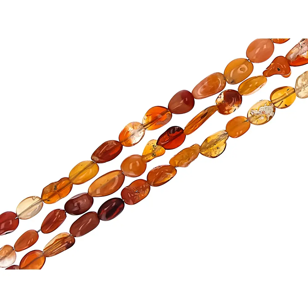 JTV Mexican Fire Opal Graduated 3x2-8x4.5mm Nugget Bead Strand Set of 3 appx 15-16"