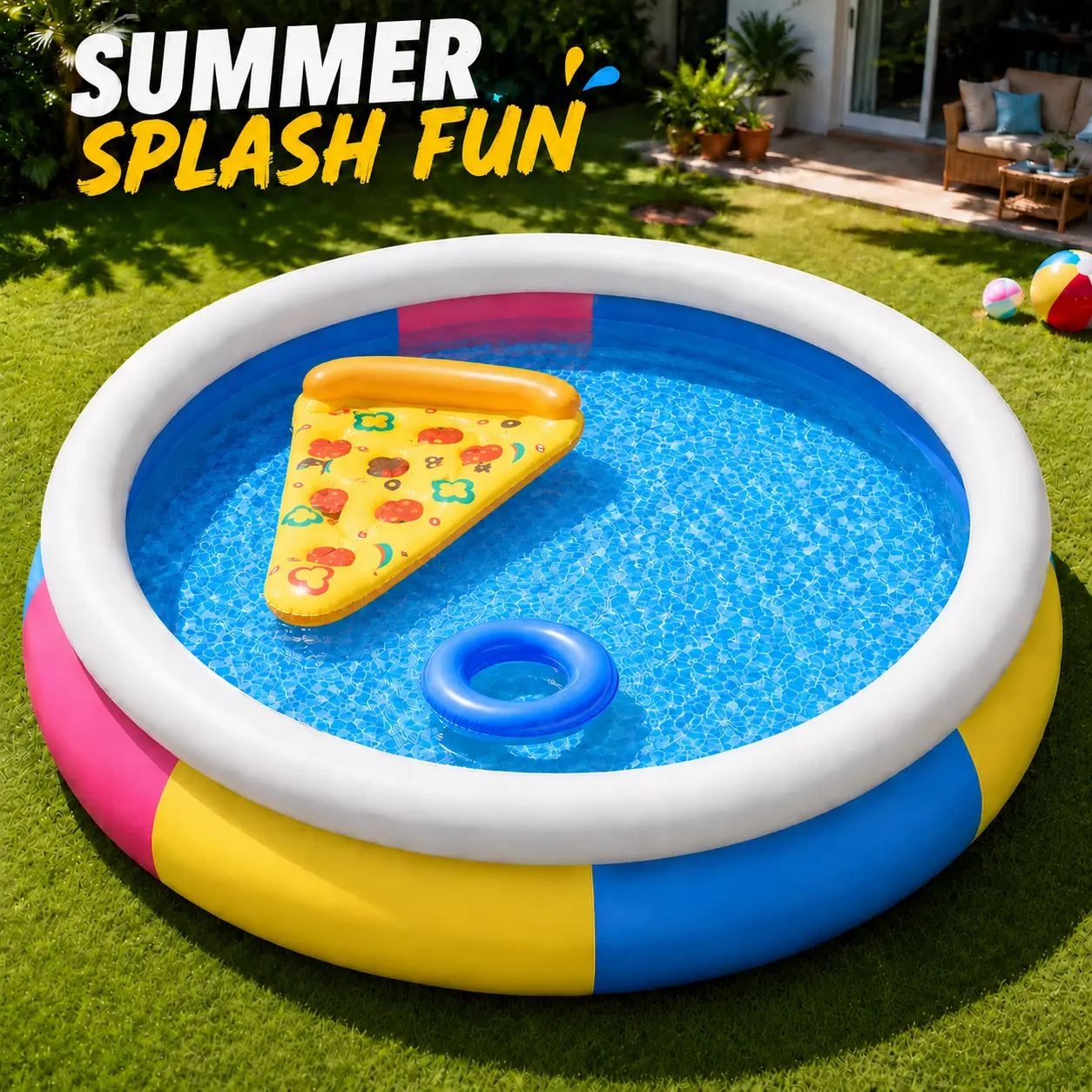 Large Inflatable Swimming Pool for Backyard, Family Above Ground Pool with Thick Side Walls, Portable Outdoor Pool for Adults & Kids, Summer Water Party Pool