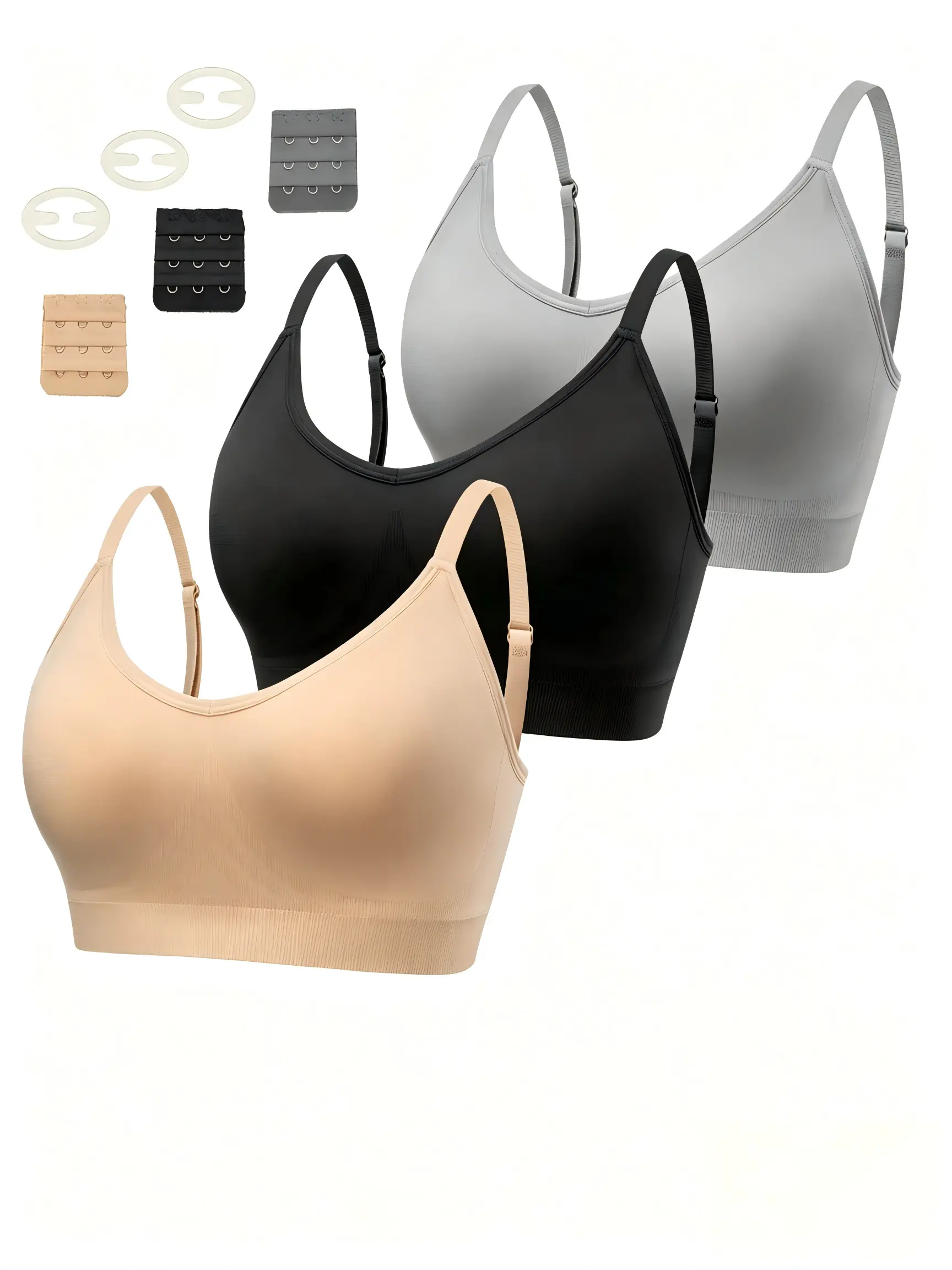 3PCS Wemen’s Bralettte No Underwire Comfort Wireless Bras Seamless Everyday Bralettes Cami Bra Sport Bra