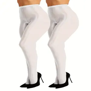 2-Pack Plus Size Women's Glow Party Socks, Metallic Shine, Night-Ready Style, Tights Stockings, Party Accessories, Sleek Appearance, , Elegant Hosiery, Smooth Texture Womenswear Glam