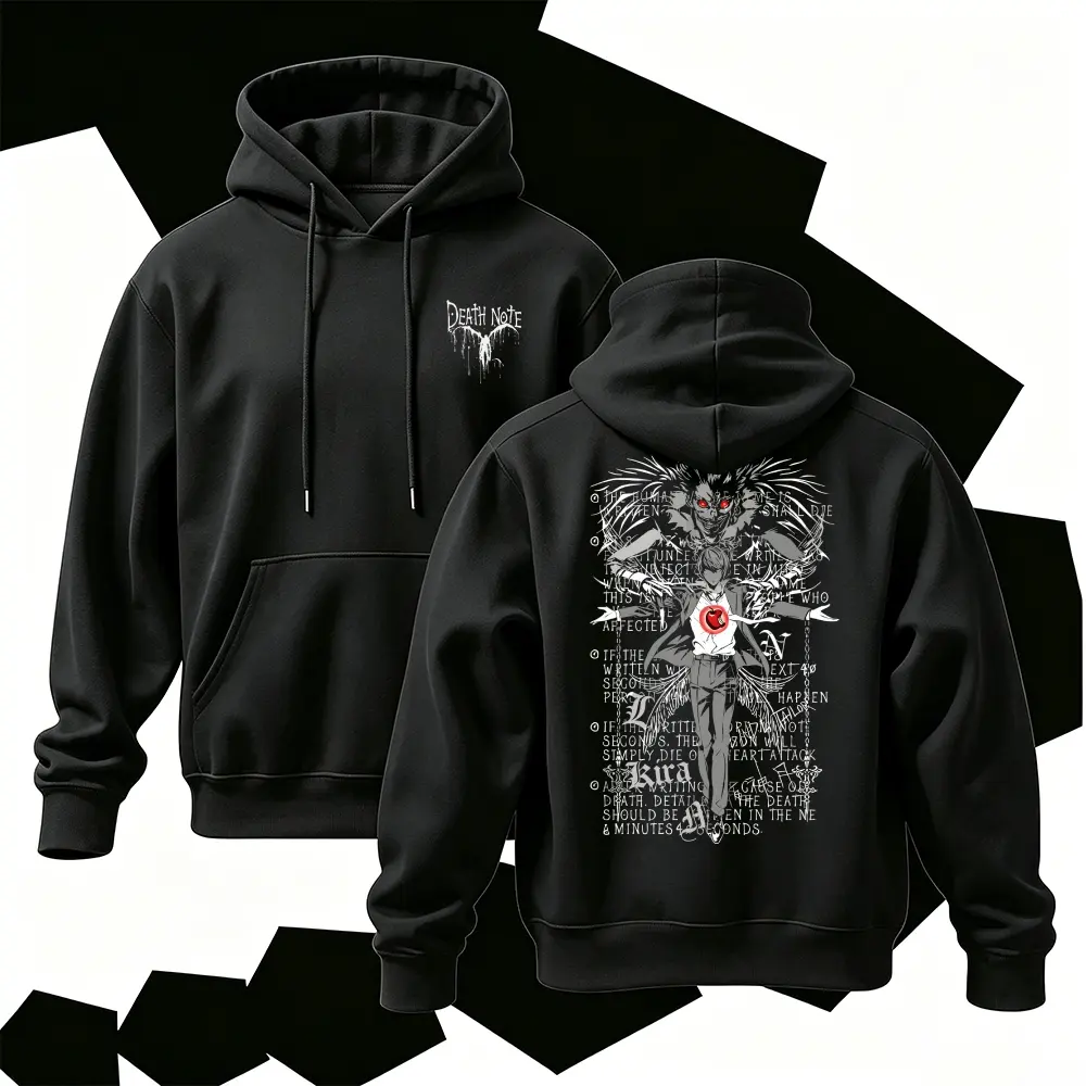 Men's Dark Fantasy Gothic Graphic Hoodie, Supernatural Shadow Character Back Print Pullover Sweatshirt, Casual Streetwear Long Sleeve Hooded Top for Daily Wear, Travel and Weekend Outfits