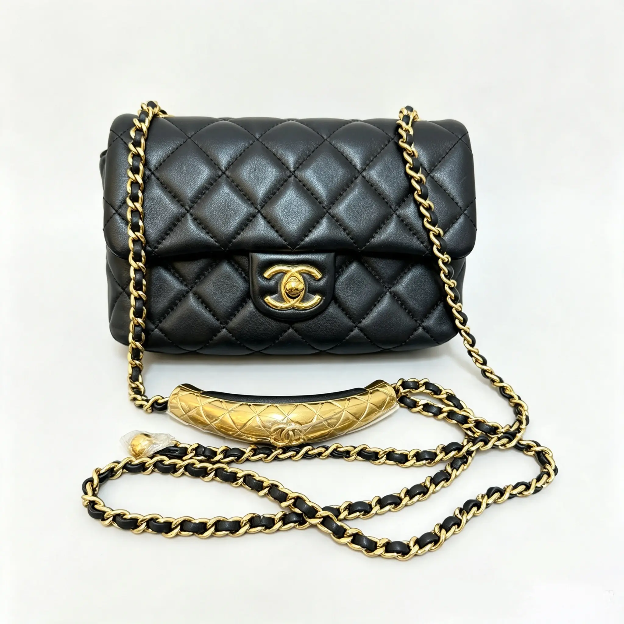 Pre-owned CHANEL Black Classic Flap with Curved Top Handle