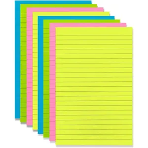 8 Pads Lined Sticky Notes 5 x 8 in, Bright Colors, Colorful Large Sticky Notes with Lines Self-Stick Note Pads for  Office School Supplies, 50 Sheets/Pad, 400 Sheets Total,  5084-N-Lx2