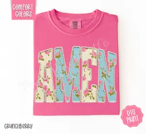 Pearl Floral Amen Comfort Colors Shirt, Trendy Womens Spring Shirts