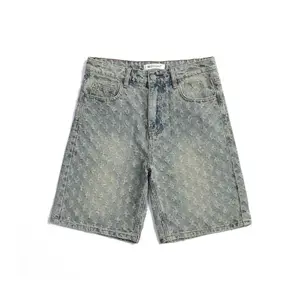 Men'sDenimShorts,RelaxedFitDistressedJeanShortPantsforMen,BreathableCasualStreetwearShorts,CraftedKneeLengthShortPantsLooseOversizeBaggyTrouserWomenswearBottom