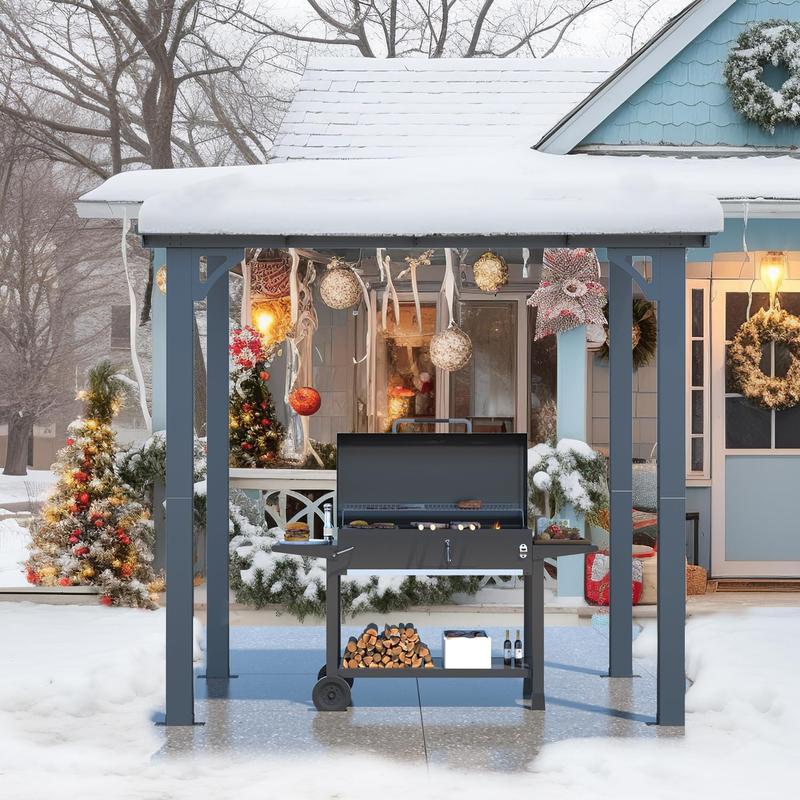 Gazebo Outdoor Pergola for Patio, Large Wall-Mounted Hard Top Lean to Metal Gazebo Shelter Pergolas Furniture