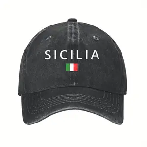 Adjustable Sicily Italy Souvenir Baseball Cap - Italian Flag Design, Funny Style for Vacation, Sports & Outdoor Wear, Baseball Cap Adjustable