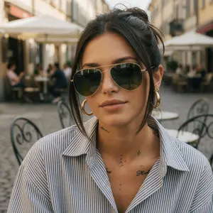 Classic Aviator Double Bridge Gold Metal Frame Gradient Green Yellow Lens Retro Trendy Men Women Unisex Fashion Sunglasses