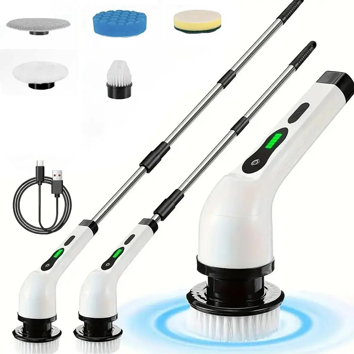 Rechargeable Electric Spin Scrubber, 1/2 Counts Cordless Cleaning Brush with 6 Brush Heads, Household Cleaning Supplies, Cleaning Tool, Home Cleaner,