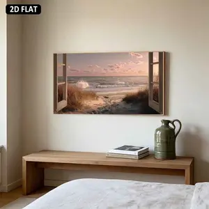 Modern Beach Sunset Canvas Print, 1 Piece Unframed Wall Art, 50x100cm, Ideal for Living Room & Bedroom Decor, Realistic Poster Gift