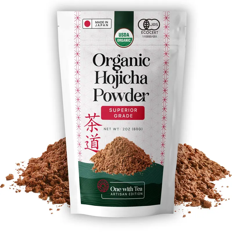 Organic Hojicha Powder USDA Certified Roasted Green Tea - Rich Caramel Nutty Flavor Low Caffeine Digestive Friendly Japanese Tea