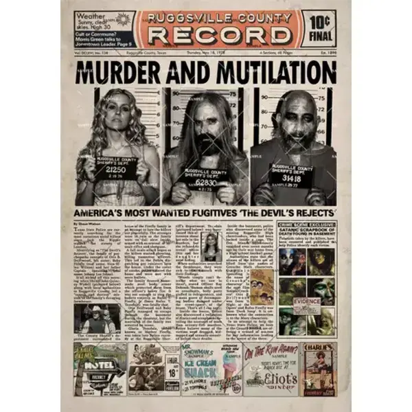 The Devil's Rejects Newspaper poster print