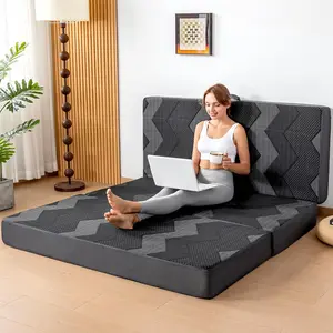 Trifold Mattress  - Memory  6 inch Foldable Mattress for Camping, with Portable Handle, Non-Slip Folding Floor Bed Sofa for Guest Travel Yoga, Washable Breathable Cover