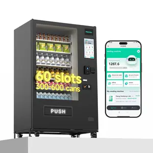 PACAU 60-Slot Commercial Vending Machine for Sale, Refrigerated Snack & Drink Combo Vending Machine with 15.6'' LCD Display, Credit Card NFC Bill & Coin Payment, Smart Vending Machine for Business