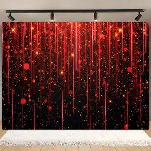 Glitter Light Pattern Backdrop, 1 Count Elegant Red Streamer Banner, Universal Theme Party Decoration, Wall Decoration, Garden Decoration, Photography Background, Ornaments