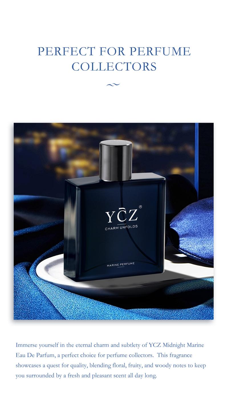 YCZ Midnight Marine Perfume EDP 50ml Sweet Elegant Fragrance for Men's Cologne Gift with Jasmine Lemon & Patchouli Notes Long Lasting Scent Aromatic Amberwood Charm Unfolds YCZ Midnight Marine Perfume EDP 50ml Sweet Elegant Fragrance for Men's Cologne Gift with Jasmine Lemon & Patchouli Notes Long Lasting Scent Aromatic Amberwood Charm Unfolds