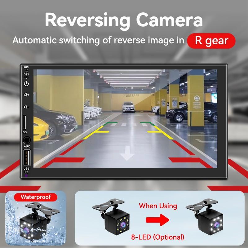 1 Din Car Multimedia Player, Car Video Players, Carplay Display + Fm Radio, Supports Apple Carplay Android Auto, Bluetooth-compatible 5.0 USB TF Aux Fm