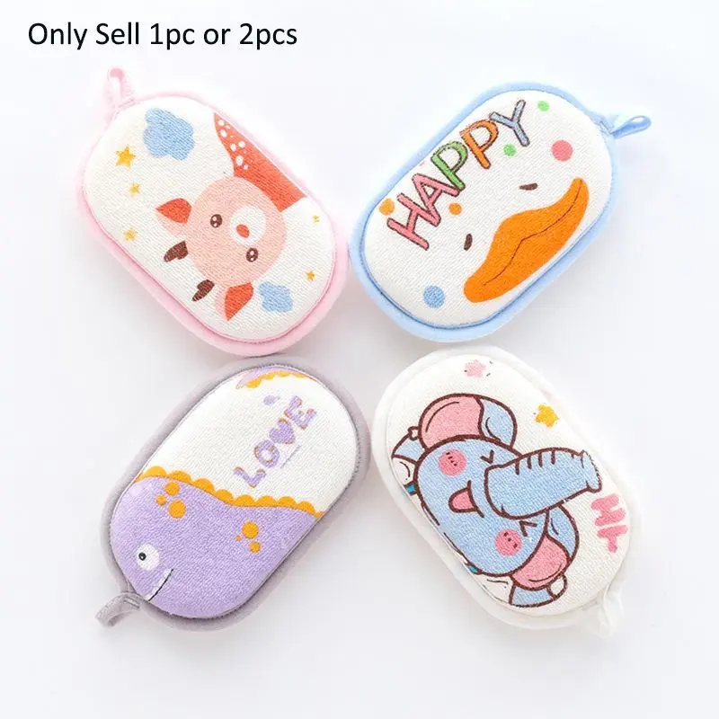 1pc/2pcs Baby Bath Sponge Set, Cute Cartoon Animal Design, Ultra Soft & Absorbent, Muslin Cloth, Natural Gentle on Sensitive Skin, Ideal for Newborn, Babies & Toddlers, Newborn Bath Essentials