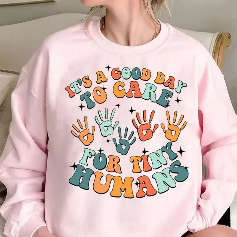 It's A Good Day To Teach Tiny Humans Sweatshirt/Hoodie - Teacher Tee, Teacher Sweatshirt, Gift For Teacher, Back To School Shirt, Groovy School Crewneck