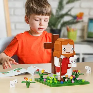 Jesus Building Set, Cross & Sheep Building Blocks, Bible Church Toy Set, Christian & Catholic Religious Brick, Ideal Easter and Christmas Gift