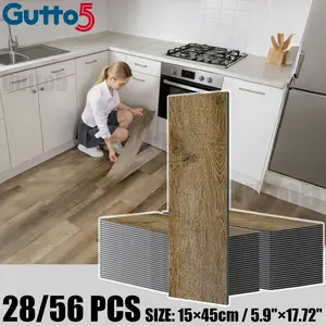 28/56 Self-Adhesive Wood Grain Floor Stickers, Thick Vinyl Material, Easy Peel and Stick, Ideal for Commercial and Home Use