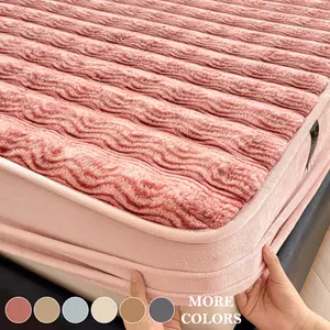 Faux Rabbit Fur Fitted Sheet Set, Ultra Soft Warm Solid Color Bedding, 3-Piece Luxury Bed Sheet Set with 1 Fitted Sheet & 1/2 Pillowcases, All Season Cozy Bedding for Bedroom Dorm Sofa, Fluffy Plush Christmas Gift, Decorative Bedsheet Sets