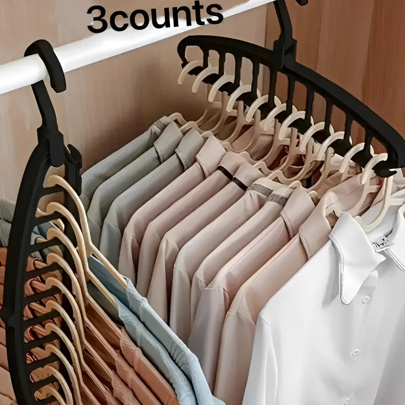 Space Saving Multi Hook Design Clothes Hanger, 3 Counts Durable Lightweight Hanger, Space Saving Hangers, Home Organizer for Wardrobe, Closet, Bedroom, Living Room, Closet Organization, Storage Hanger