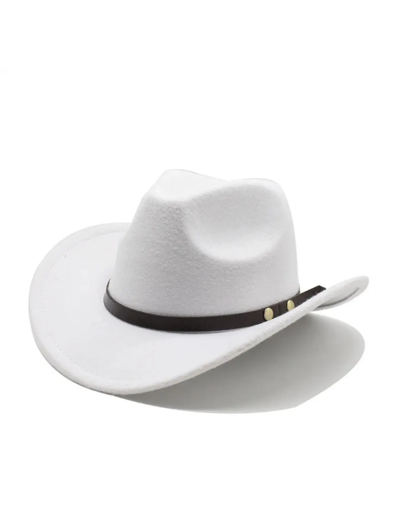 1PC Unisex Vintage Western Cowboy Cowgirl Hats Felt Hat With Punk Belt Winter Autumn Panama Imitation Wool Jazz Cap Cowboy Style Hat Casual Hat