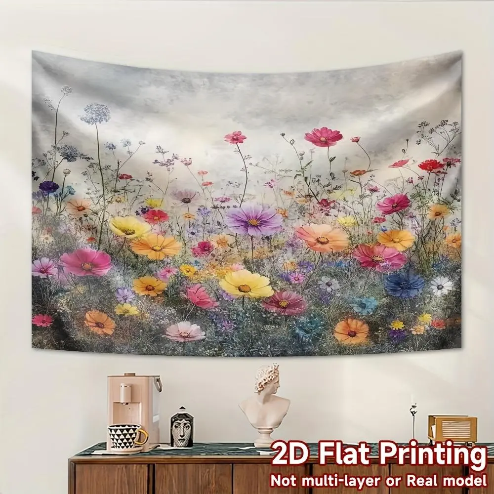 1pc Vibrant Spring Wildflowers Floral Scenery Backdrop - Reusable Polyester Background Cloth, No Power Required, Easy to Hang - Perfect for Photo Booth & Portrait Photography, Garden-Themed Decor, Banners, One-Piece,summerwins
