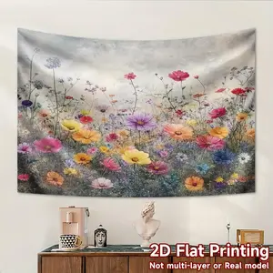1pc Vibrant Spring Wildflowers Floral Scenery Backdrop - Reusable Polyester Background Cloth, No Power Required, Easy to Hang - Perfect for Photo Booth & Portrait Photography, Garden-Themed Decor