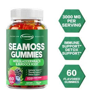 Sea Moss Gummies Dietary Supplement with Fucus and Burdock Root, Gluten Free, 60 Capsules/Bottle