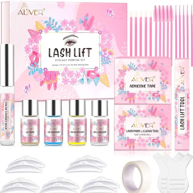 Upgraded DIY Cosmetic Eyelash Perm Lift Kit with Eyelid Tape & Glue, Eye Shields, Pads, Accessories for Makeup, DIY Enthusiasts & Projects, Long-Lasting Curled Lashes at Home