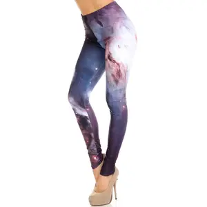 Creamy Soft Black Galaxy Leggings - USA Fashion - 100% Opaque - Luxurious All-Day Comfort - HD Laser Print Design - No Fading - No Color Bleed - No See Through - Body-Hugging Premium Women's Leg Fashion