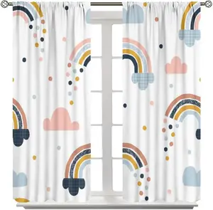 Rainbow Blackout Curtains Children Rainbow Kindergarten Colored Floral Sun Boho Children Girls Art Living Room Bedroom Curtains 42x54 Inch