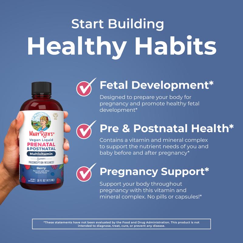 MaryRuth’s Prenatal & Postnatal Liquid Multivitamin - Sugar Free - Vegan - Non-GMO - 16oz
