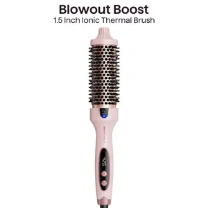 Wavytalk Blowout Boost lonic Thermal Brush 1 1/2 Inch with LED Display, 300°F-420 F for Different Hair Types, 120-240V Universal Voltage